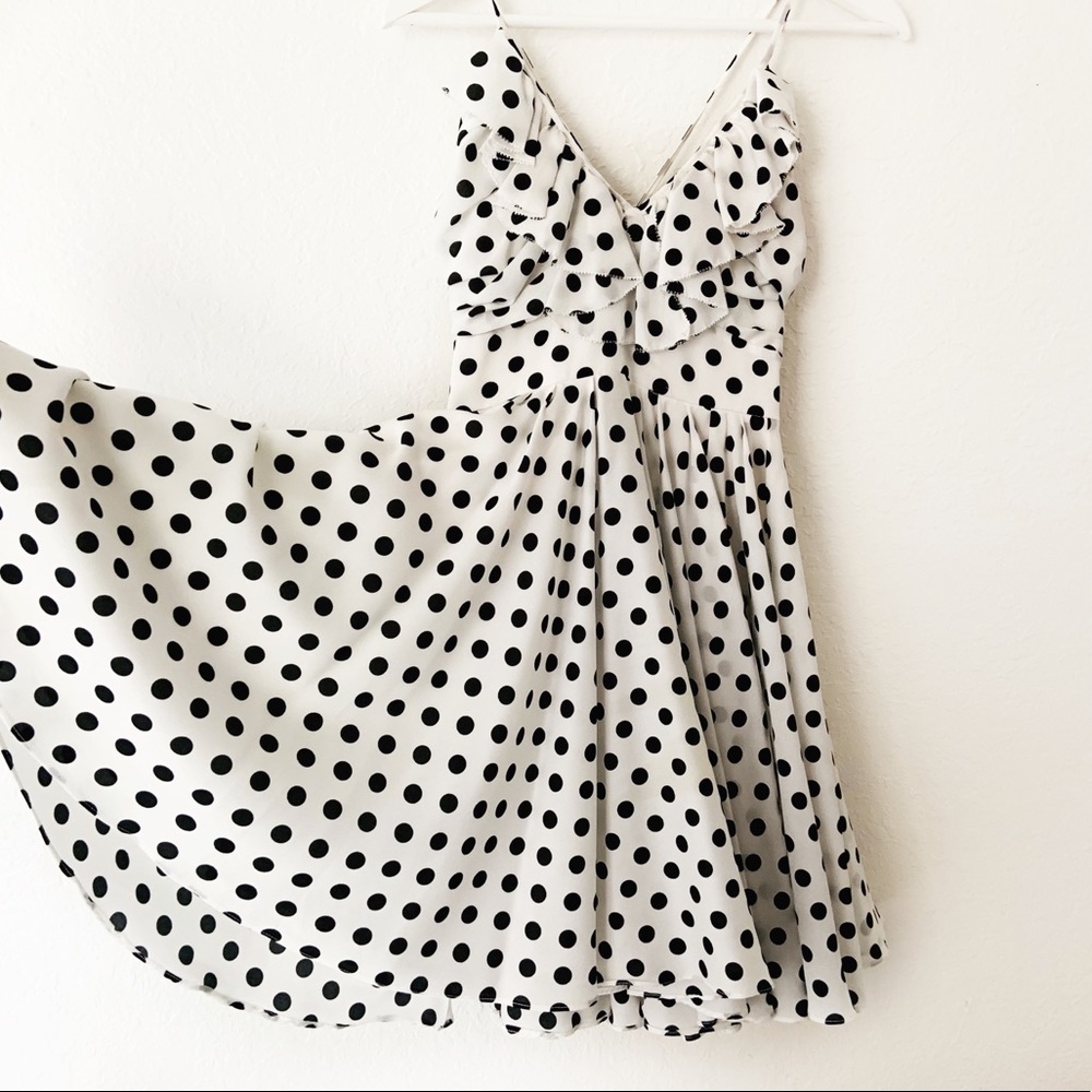 Ark and Co. White and Black Polka Dot Mini Dress - Picture 5 of 7